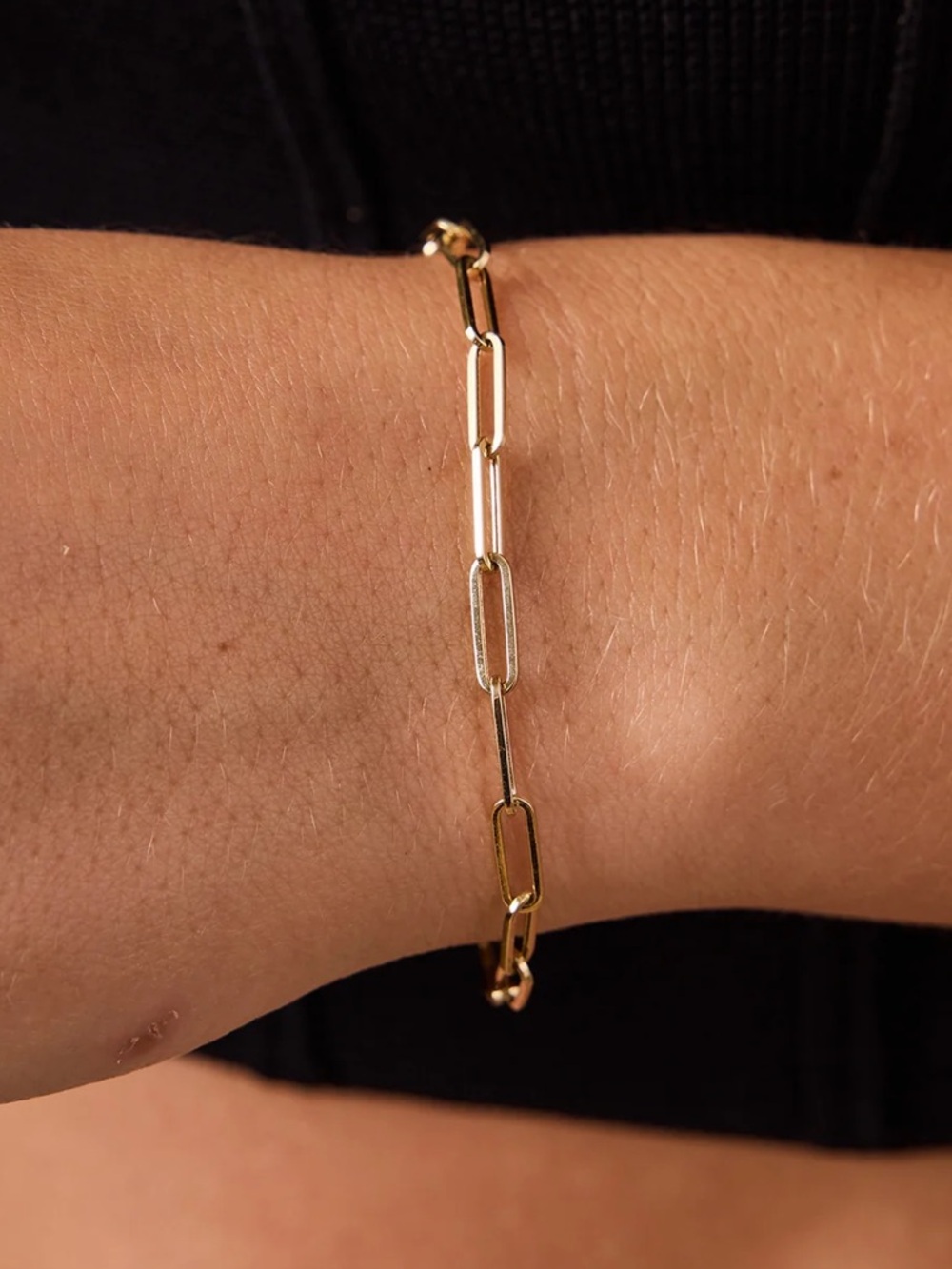 Babygold 14K Gold Paperclip Chain Bracelet - Picture 3 of 8